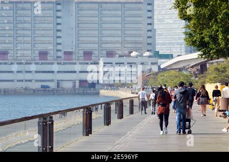 The Waterfront Boardwalk in Kwun Tong Promenade, Hong Kong. Former Kwun ...