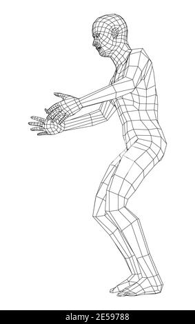 Wireframe jumping man. Vector Stock Vector