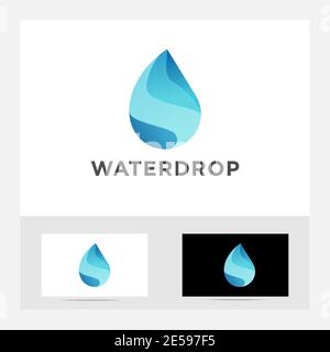 colorful Water drop Logo design vector template Blue Droplet  aqua Stock Vector
