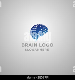 brain logo vector.brain connection logo design. digital brain logo template Stock Vector