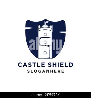 Castle shield vector logo design Stock Vector