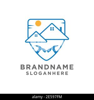 Shield house secure logo design Stock Vector