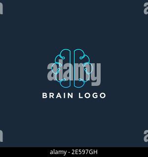 brain logo vector.brain connection logo design. digital brain logo template Stock Vector