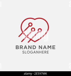 love tech logo design vector Stock Vector