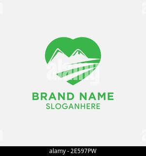 mountain love logo design vector Stock Vector