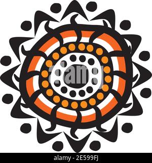 Aboriginal art dots painting icon logo design vector template Stock Vector