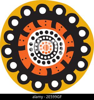 Aboriginal art dots painting icon logo design vector template Stock Vector