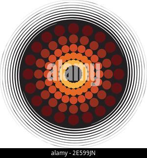 Aboriginal art dots painting icon logo design vector template Stock Vector