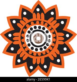 Aboriginal art dots painting icon logo design vector template Stock Vector
