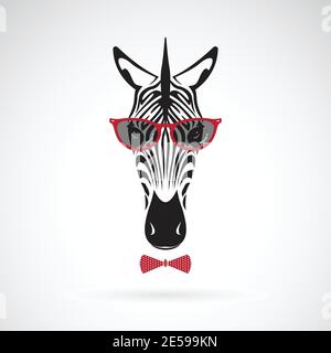 Vector of a zebra wearing sunglasses on white background. Animal fashion. Easy editable layered vector illustration. Stock Vector