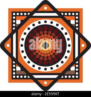 Aboriginal art dots painting icon logo design vector template Stock Vector
