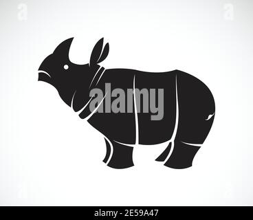 Vector of rhinoceros on a white background. Wild Animals. Easy editable layered vector illustration. Stock Vector