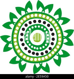 Aboriginal art dots painting icon logo design vector template Stock Vector
