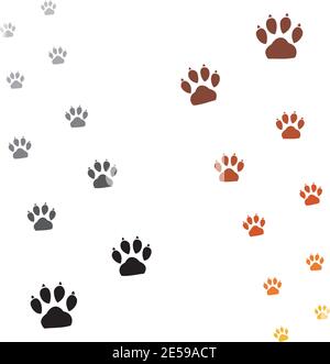 Illustration animals paws print on a white background. Easy editable layered vector illustration. Wild Animals. Stock Vector