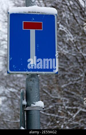 traffic sign meaning dead end Stock Photo