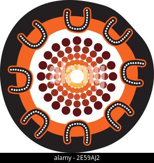 Aboriginal art dots painting icon logo design vector template Stock Vector