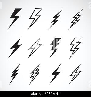 Vector of thunder lightning flat icons set on white background. Easy editable layered vector illustration. Stock Vector