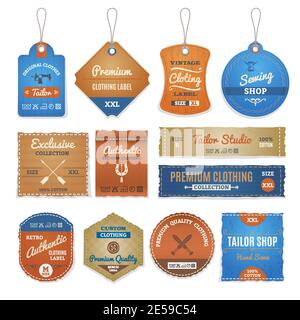 Collection of clothing size labels isolated on white background. Vector ...