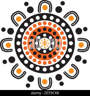 Aboriginal art dots painting icon logo design vector template Stock Vector