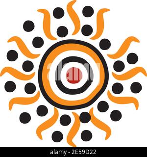Aboriginal art dots painting icon logo design vector template Stock Vector
