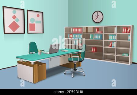 Boss Private Computer Room Realistic room in the office for big boss with computer and rack and ...