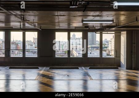 car park is empty inside the building. Stock Photo