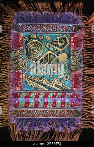 Colourful Woven And Embellished Nazca Line Art Including 'The Monkey' Stock Photo