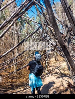 woman in the forest Stock Photo