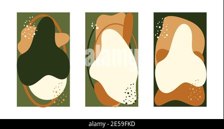 Set of abstract backgrounds in minimal style - design templates for social media stories, designs for invitations Stock Vector