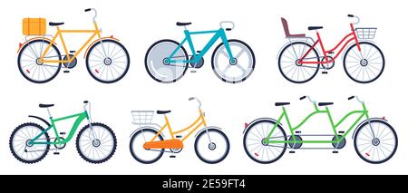 Bicycle of set color flat for adult and kids Stock Vector