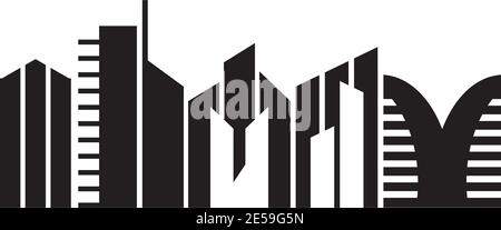 City scape inspiration  illustration logo design vector template Stock Vector
