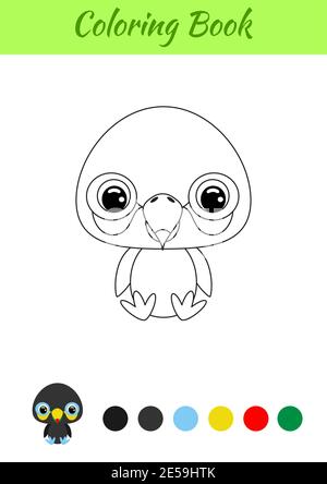 Coloring book little baby toucan. Coloring page for kids. Educational ...