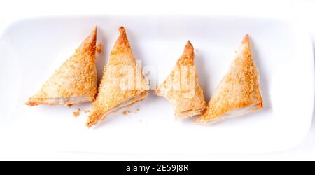 hors doeuvres bite sized baked snacks Stock Photo