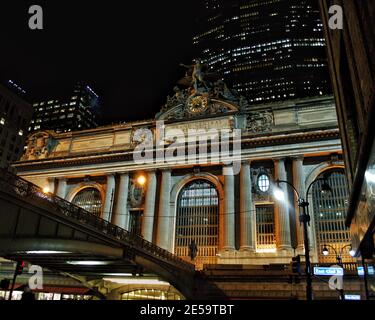 New York City, November 2019. Grand Central station at night with the overpass. Stock Photo