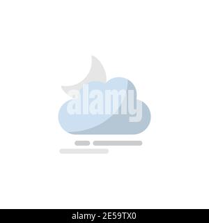 Fog, moon and cloud. Flat color icon. Isolated weather vector illustration Stock Vector