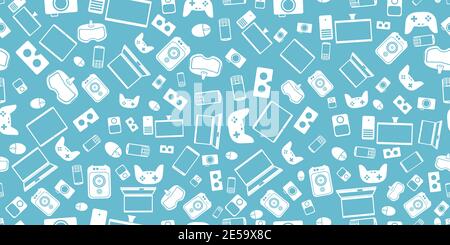 Gadgets and devices pattern collection Set of computer hardware components and electronics accessories Stock Photo