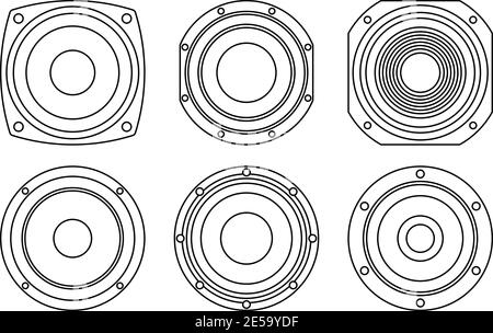 Set of speaker driver icons. Thin line vector Stock Vector