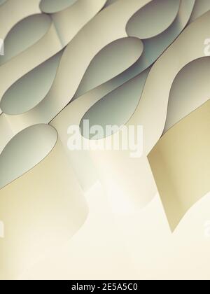 Matted turquoise cream   wave drops of curved sheets of paper Stock Photo