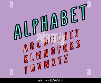Colorful font, Alphabet, modern font, minimalist style. Latin alphabet letters. Vector design element. Stock Vector