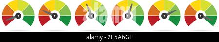 Set of measuring speedometer, Easy Normal Hard Stock Vector