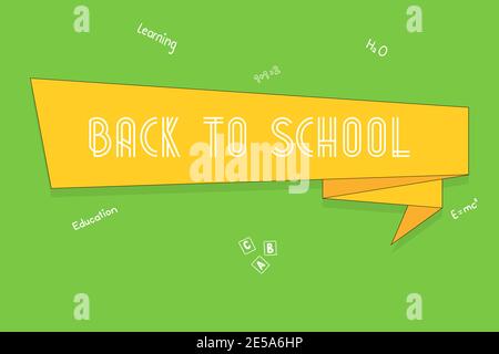 Back to School, Ribbon banner with text Back to School in flat style Stock Vector