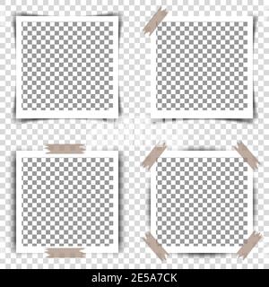 Set of Retro photo frames with shadows. Vector illustration Stock Vector
