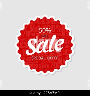 Special Offer Sale. 50 off. Price tag. Flat design. Eps10 Stock Vector