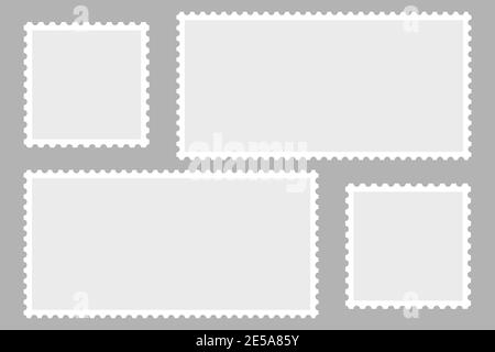 Blank Postage Stamps. Light Postage Stamps on gray background. EPS10 Stock Vector