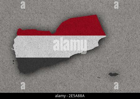 Map and flag of Yemen on felt Stock Photo - Alamy