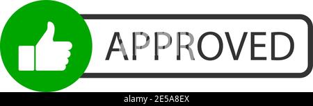Approved stamp vector. Button Approved in flat style design Stock Vector