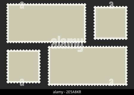 Blank Postage Stamps. Light Postage Stamps on black background. EPS10 Stock Vector