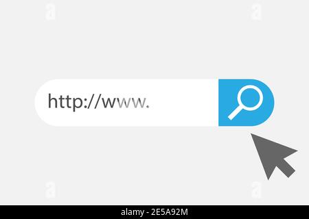 Www icon. Web site icon. Www icon with hand cursor in flat style Stock Vector
