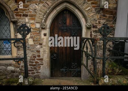 Front wooden door in a tudor style, Rye, England, UK. Stock Photo