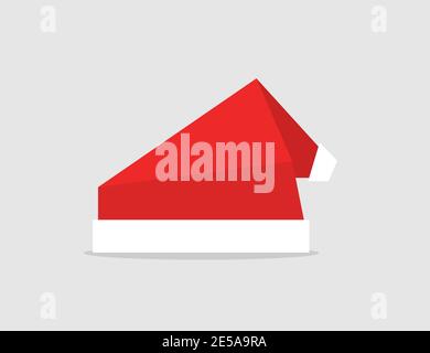 Set red Santa Hat. Origami design. Vector icon Stock Vector